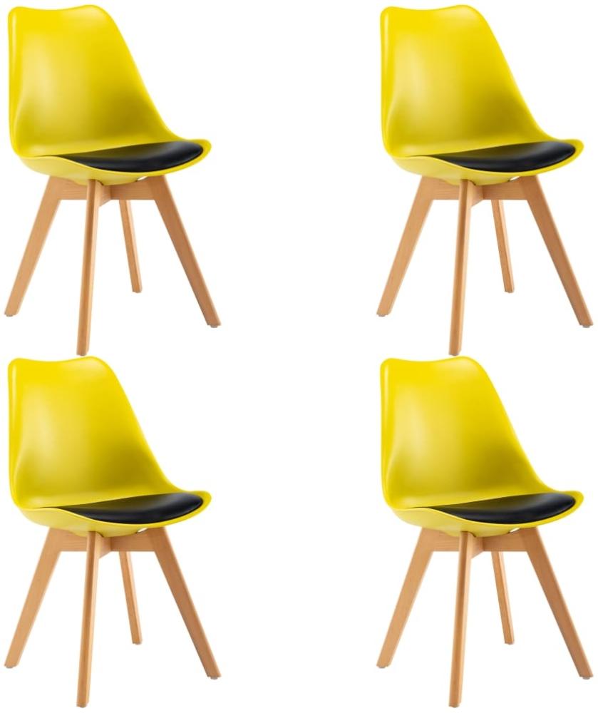 vidaXL Esszimmerstühle 4 Stk. Gelb und Schwarz Kunstleder Bild 1