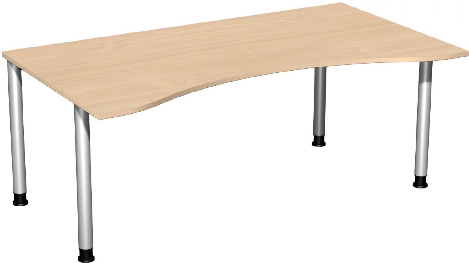 Schreibtisch '4 Fuß Flex' höhenverstellbar, 180x100cm, Buche / Silber Bild 1