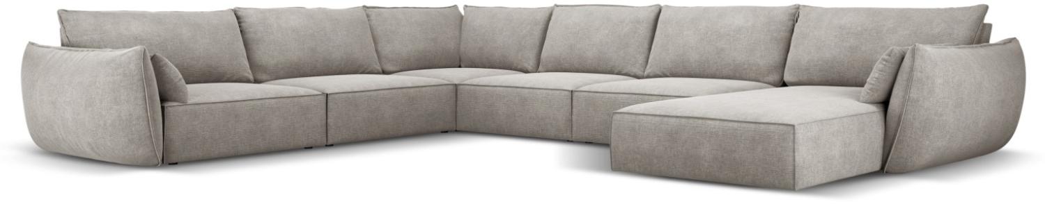 Micadoni 8-Sitzer Panorama Ecke links Sofa Kaelle | Bezug Light Grey | Beinfarbe Black Plastic Bild 1