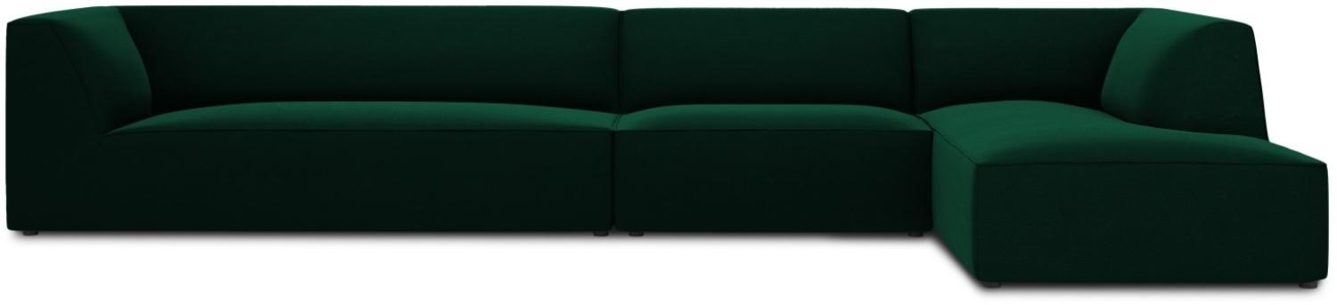 Micadoni 5-Sitzer Samtstoff Modular Ecke rechts Sofa Ruby | Bezug Bottle Green | Beinfarbe Black Plastic Bild 1