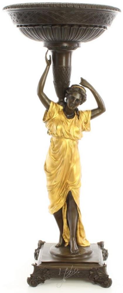 Casa Padrino Jugendstil Blumentopfständer Bronze / Gold 33,2 x 33,2 x H. 76,4 cm - Luxus Bronzefigur Bild 1