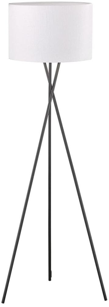 Tripod LED Stehlampe Schwarz mit Leinenschirm Weiß Ø 45cm - Höhe 160cm Bild 1