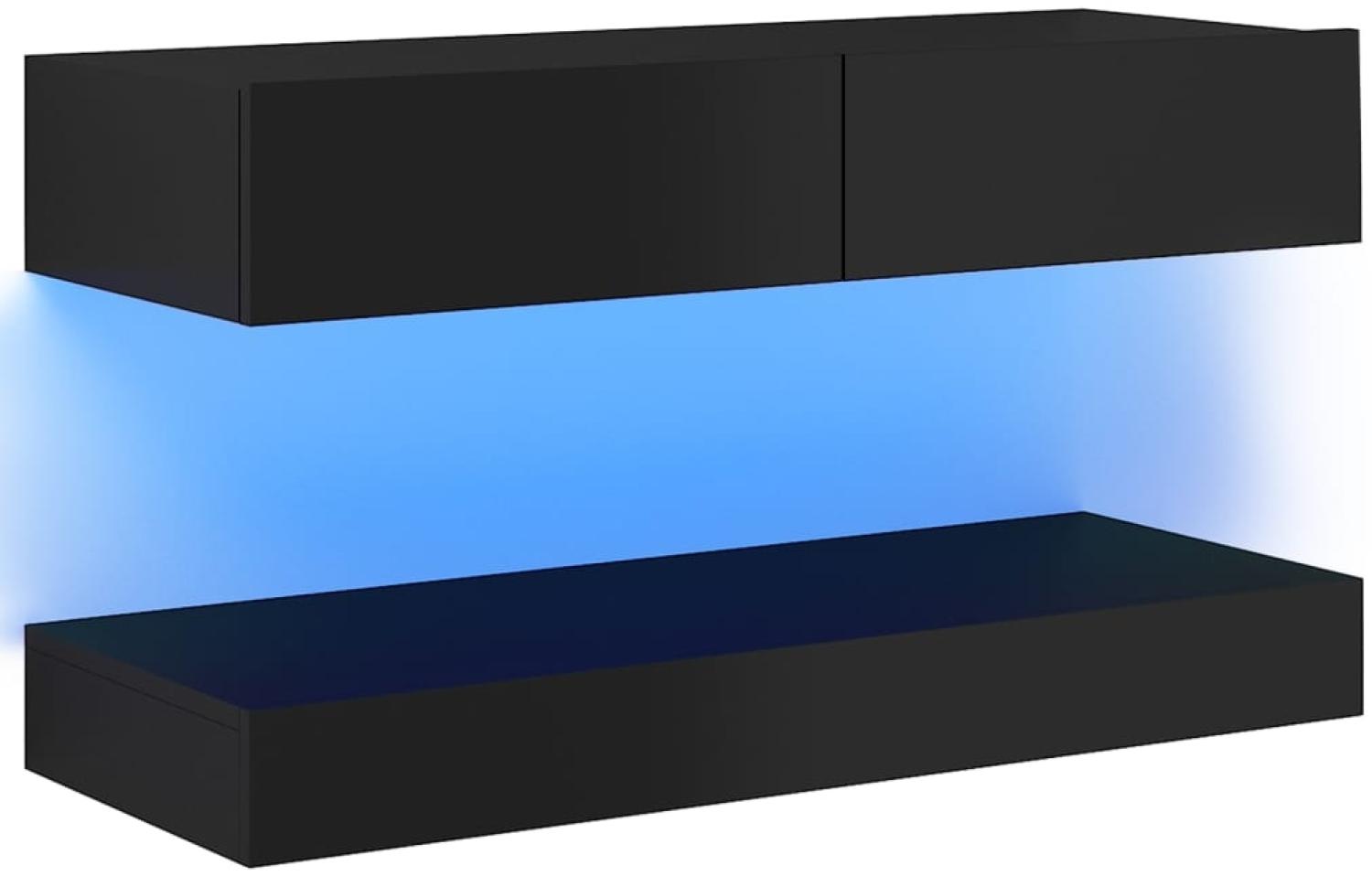 vidaXL TV-Schrank mit LED-Leuchten Hochglanz-Schwarz 90x35 cm Bild 1