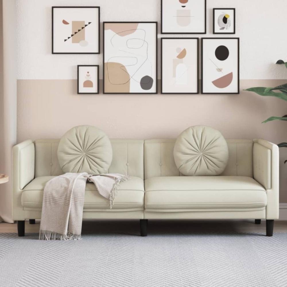 Sofa mit Kissen 3-Sitzer Creme Samt (Farbe: Creme) Bild 1