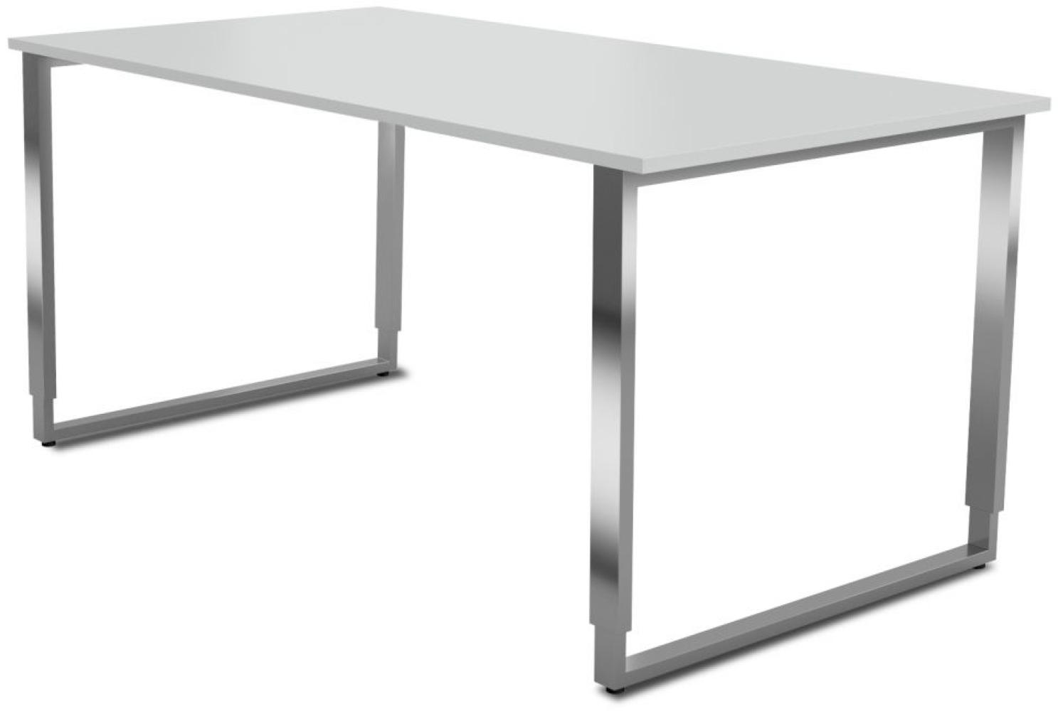 Schreibtisch Aveto, 160x80x68-82 cm, Bügelgestell, Lichtgrau Bild 1