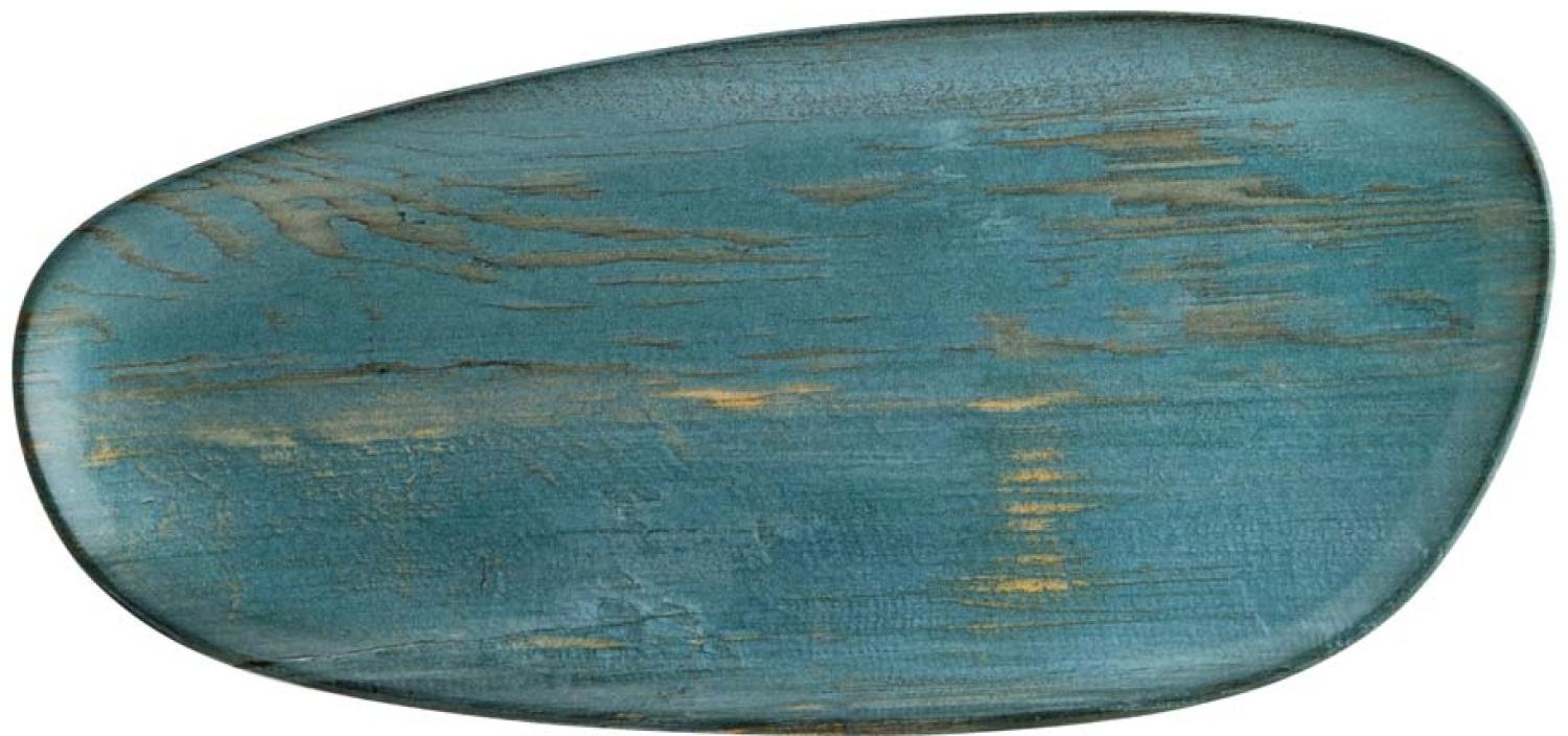 2x Servierplatten Speiseteller Porzellan Geschirr oval Türkis Blau Braun Bonna Madera Mint Vago 36cm Bild 1