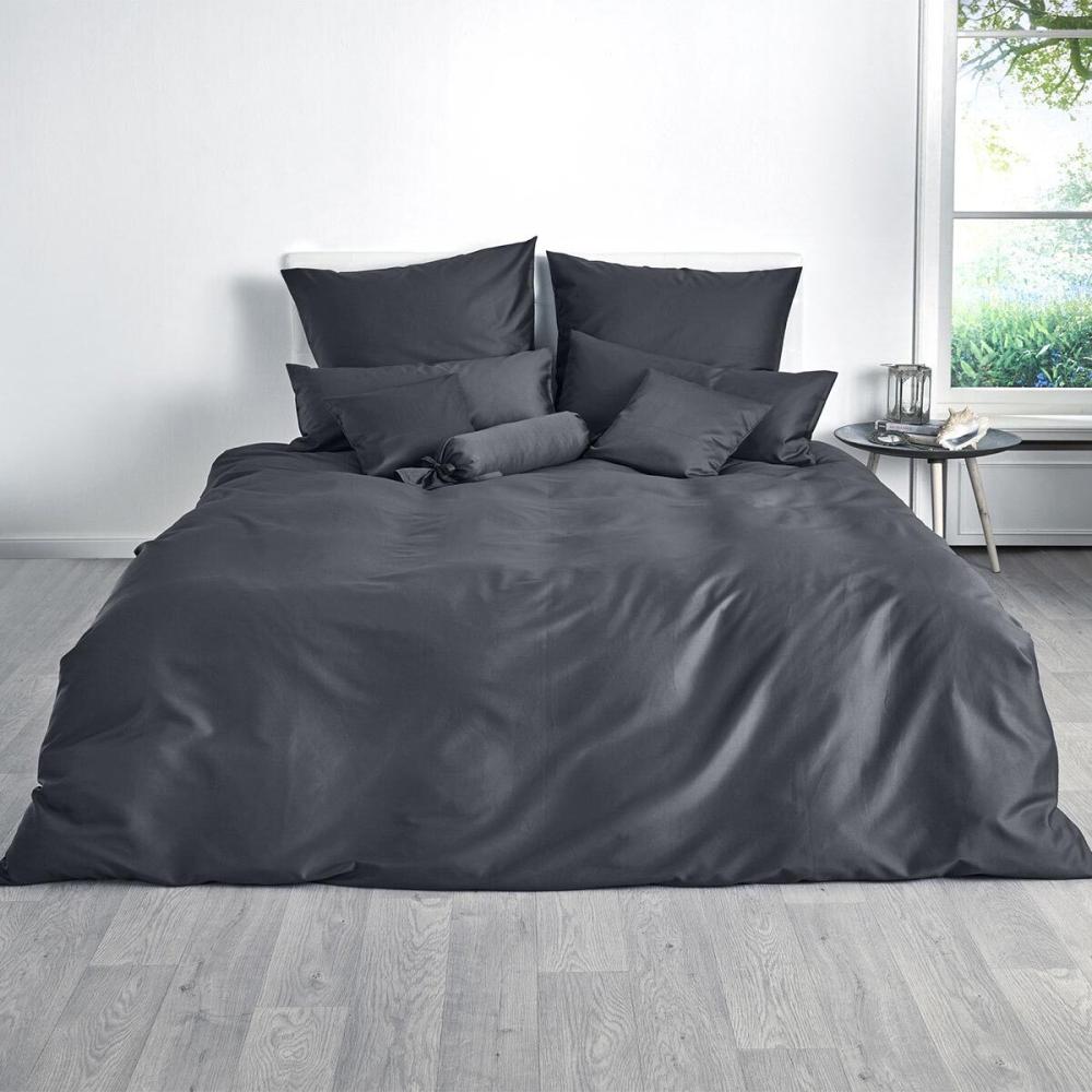 Traumschlaf Uni Mako-Satin Bettwäsche | 155x220 cm + 40x80 cm | titan Bild 1