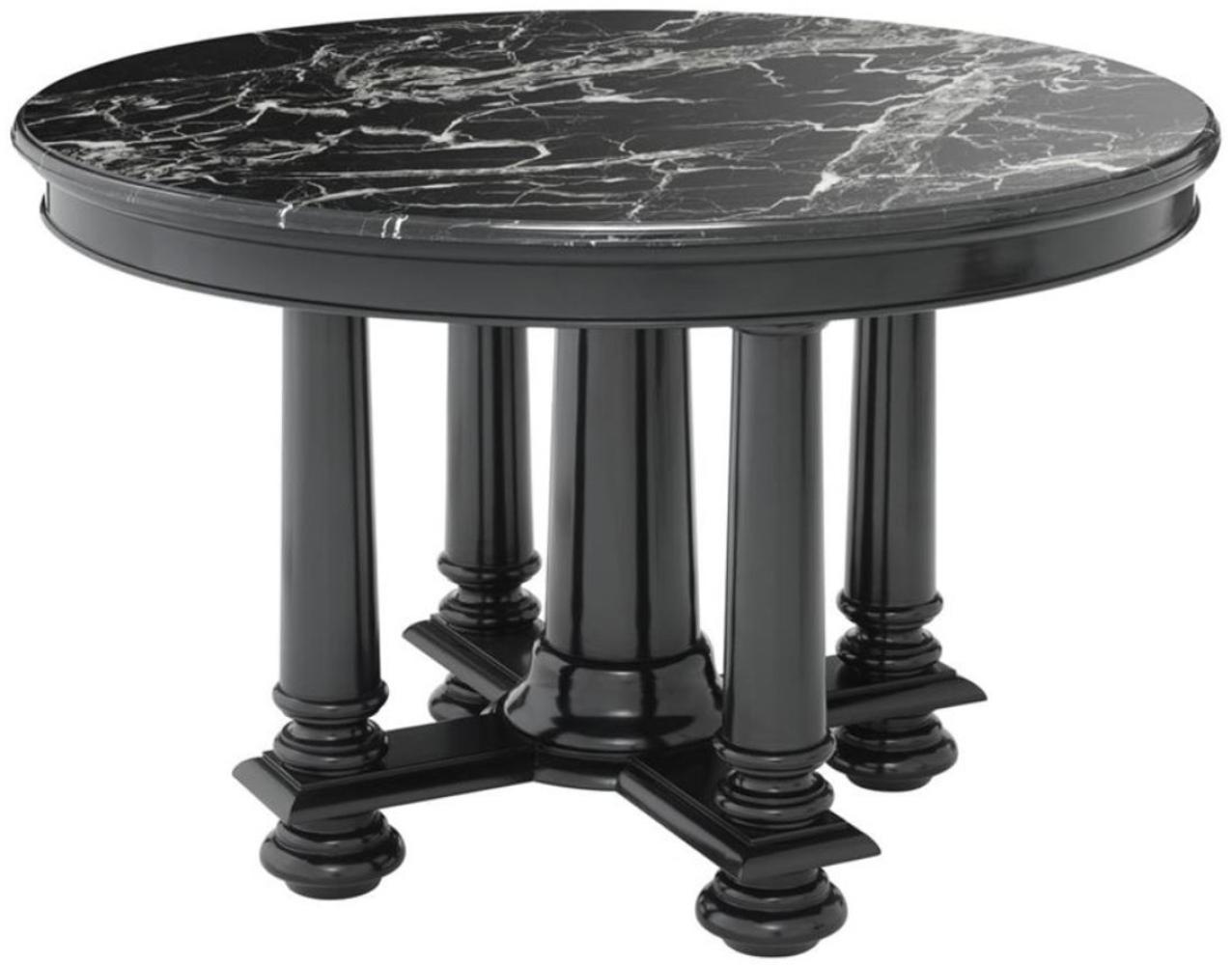 Casa Padrino Luxus Hotel Salon Tisch in schwarz mit schwarzer Marmorplatte 120,5 x H. 78 cm - Luxus Qualität Bild 1