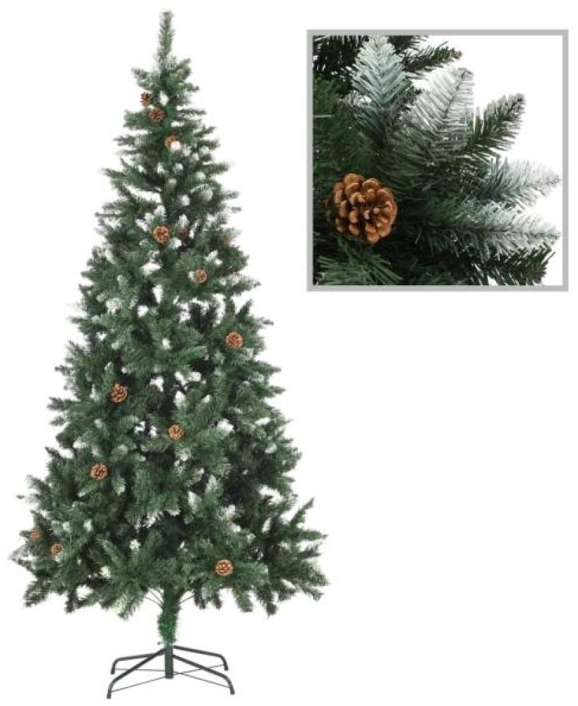 vidaXL Künstlicher Weihnachtsbaum Kiefernzapfen Weißem Glitzer 210 cm Bild 1
