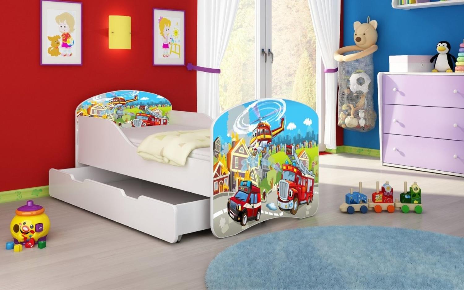Kinderbett Luna mit Stauraum und verschiedenen Motiven 160x80 Firealarm Bild 1
