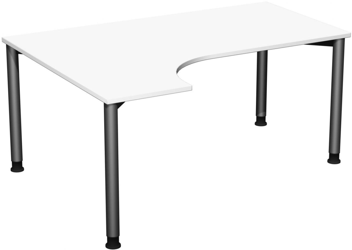 PC-Schreibtisch '4 Fuß Flex' links, höhenverstellbar, 160x120cm, Weiß / Anthrazit Bild 1