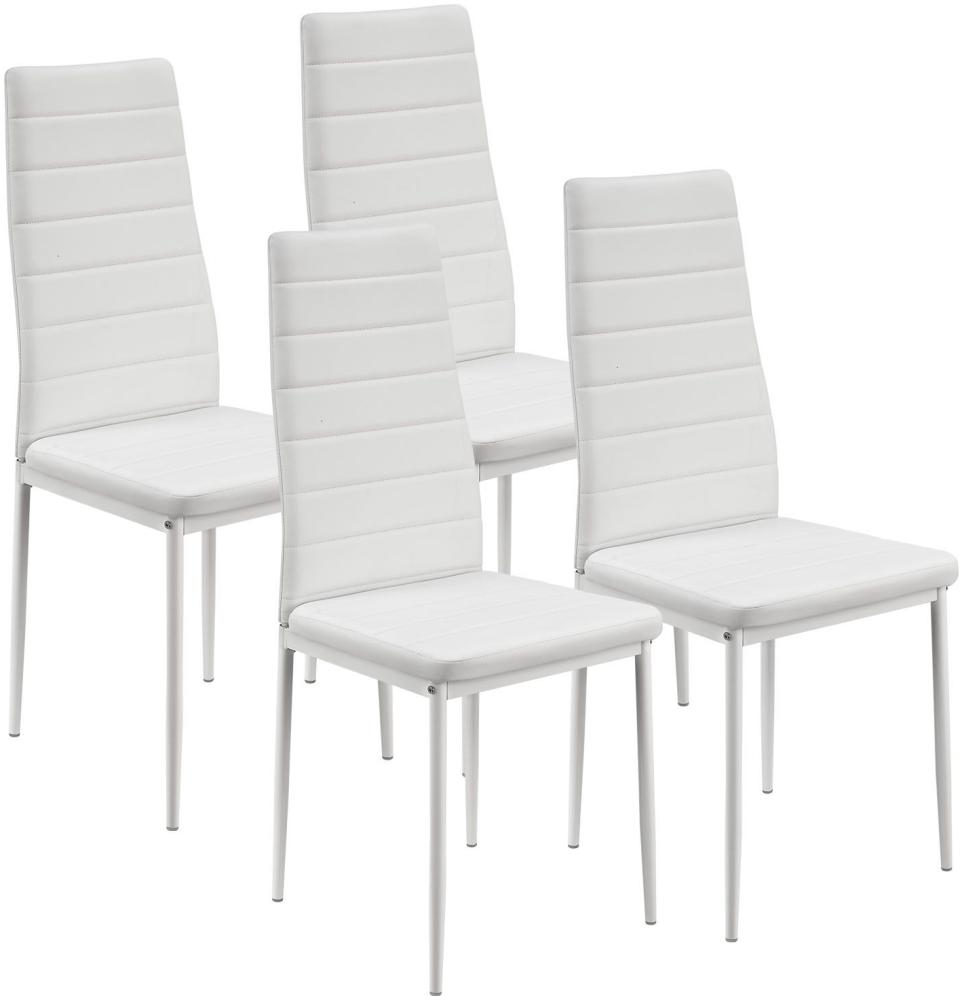 Juskys Esszimmerstühle Loja Stühle 4er Set Esszimmerstuhl - Küchenstühle mit Kunstleder Bezug - hohe Lehne stabiles Gestell - Stuhl in Weiß Bild 1