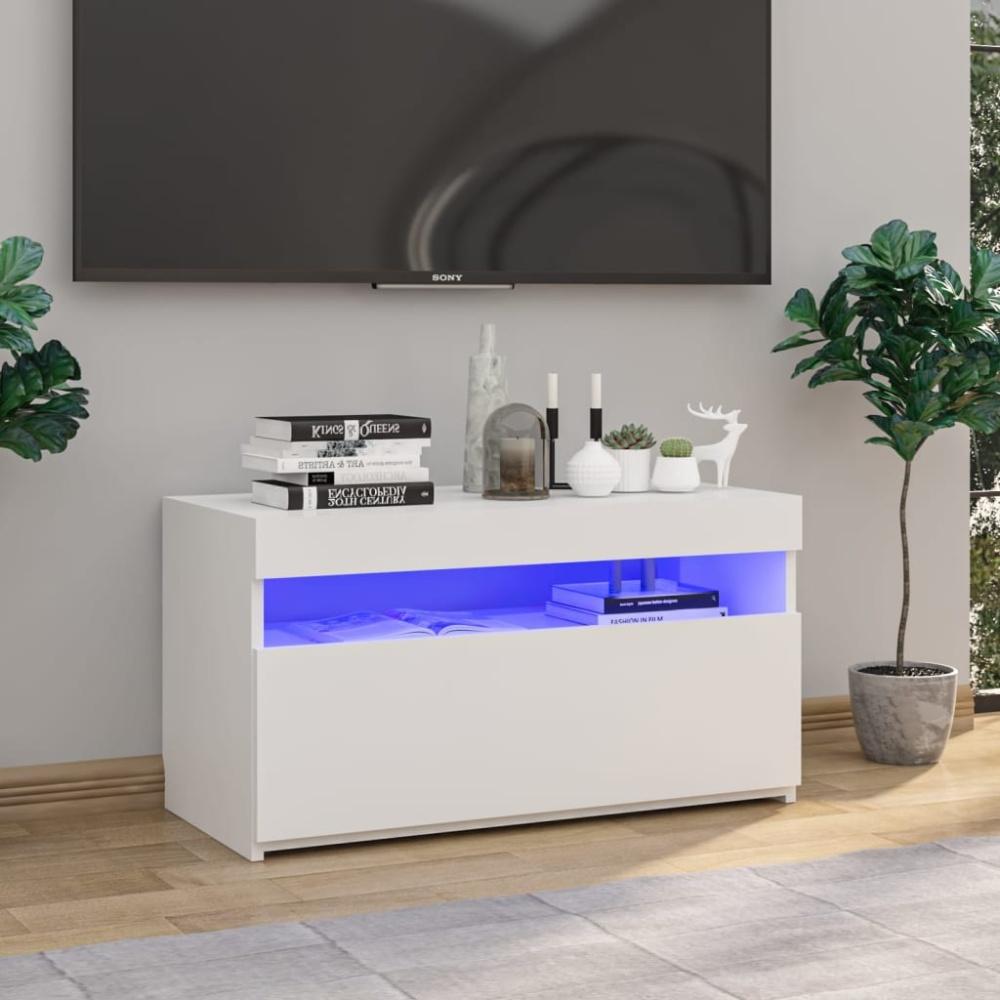 TV-Schrank mit LED-Leuchten Hochglanz-Weiß 75x35x40 cm Bild 1