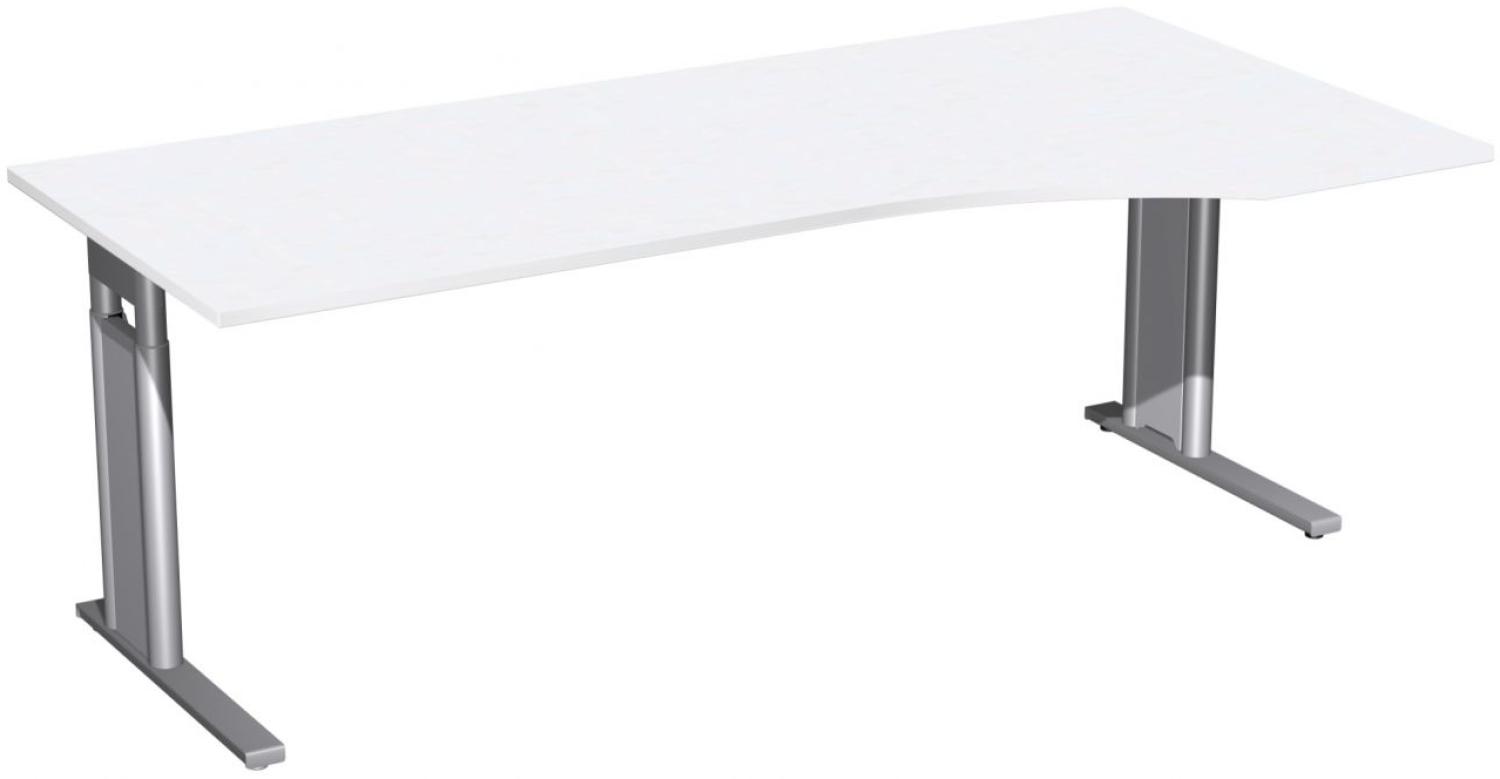 PC-Schreibtisch rechts, höhenverstellbar, 200x100cm, Weiß / Silber Bild 1