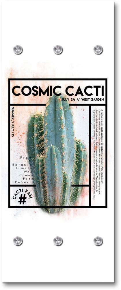 Queence Garderobe - "Cosmic Cacti" Druck auf hochwertigem Arcylglas inkl. Edelstahlhaken und Aufhängung, Format: 50x120cm Bild 1