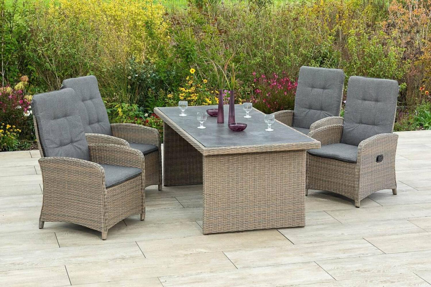 YOURSOL by Merxx Gartenmöbel Set Atrani für 4 Personen mit Tisch 200 x 100 cm Sitzkissen Steinbeige Bild 1