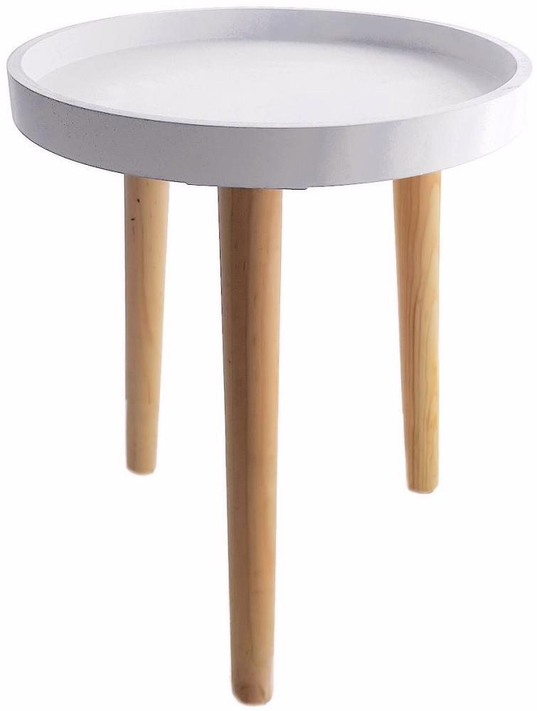 Deko Holz Tisch 36x30 cm - weiß - Kleiner Beistelltisch Couchtisch Sofatisch Bild 1