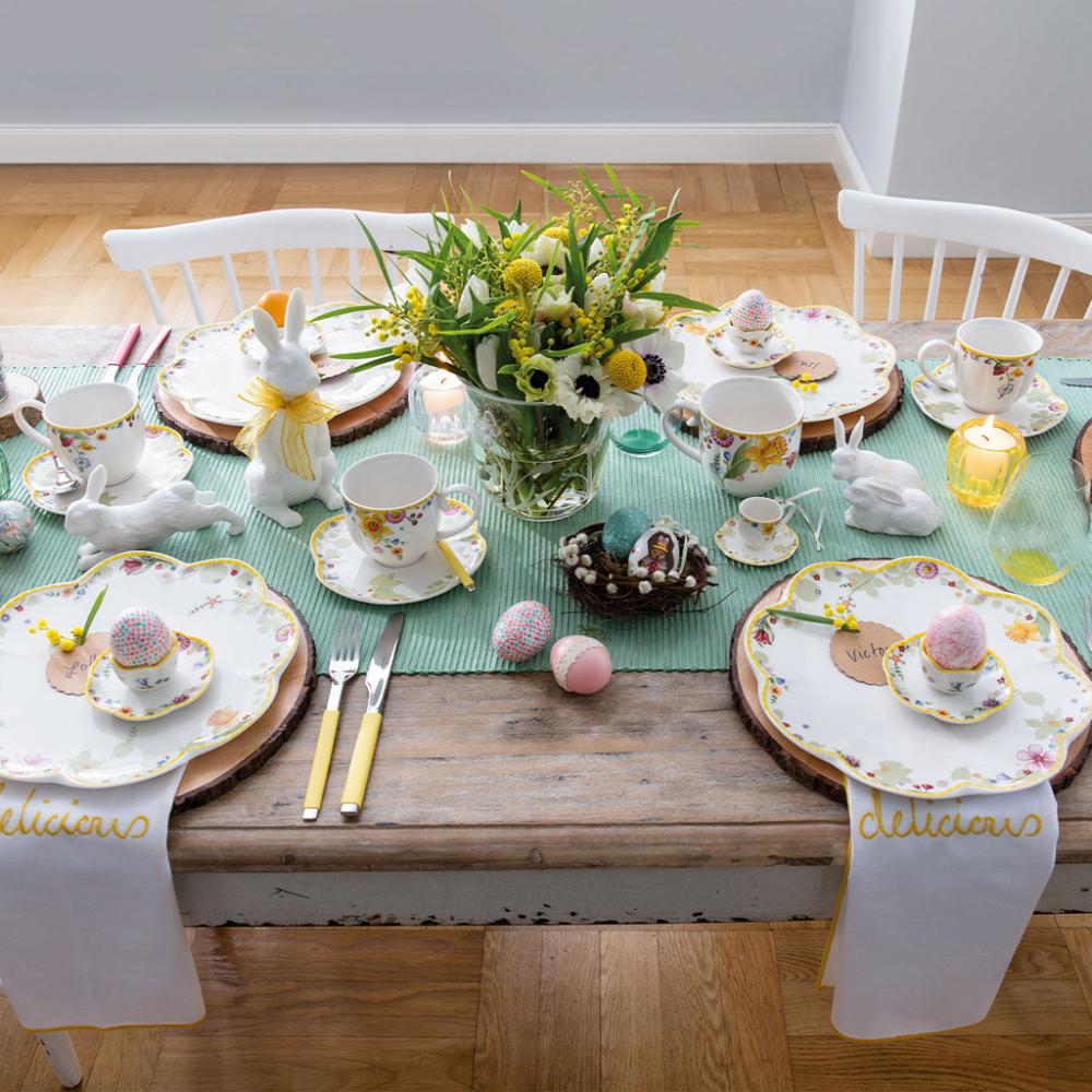 Villeroy & Boch Vorteilset 6 Stück Spring Awakening Eierbecher mit Unterteller Premium Porcelain gelb,grün 1486381960 Bild 1