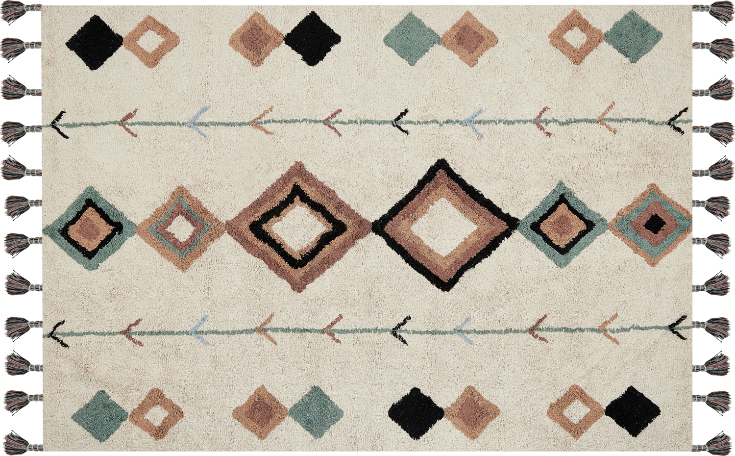 Teppich Baumwolle beige mehrfarbig 140 x 200 cm geometrisches Muster ESKISEHIR Bild 1