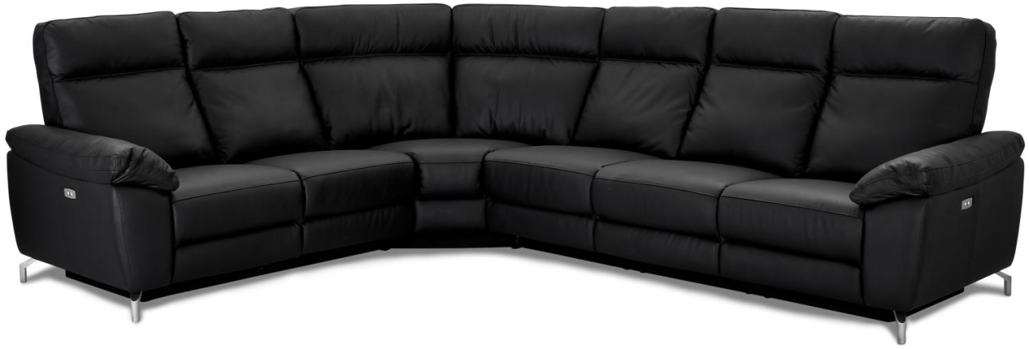 Selesta Ecksofa HSL Recliner Leder schwarz Couch Garnitur Wohnzimmer Sitzmöbel Bild 1