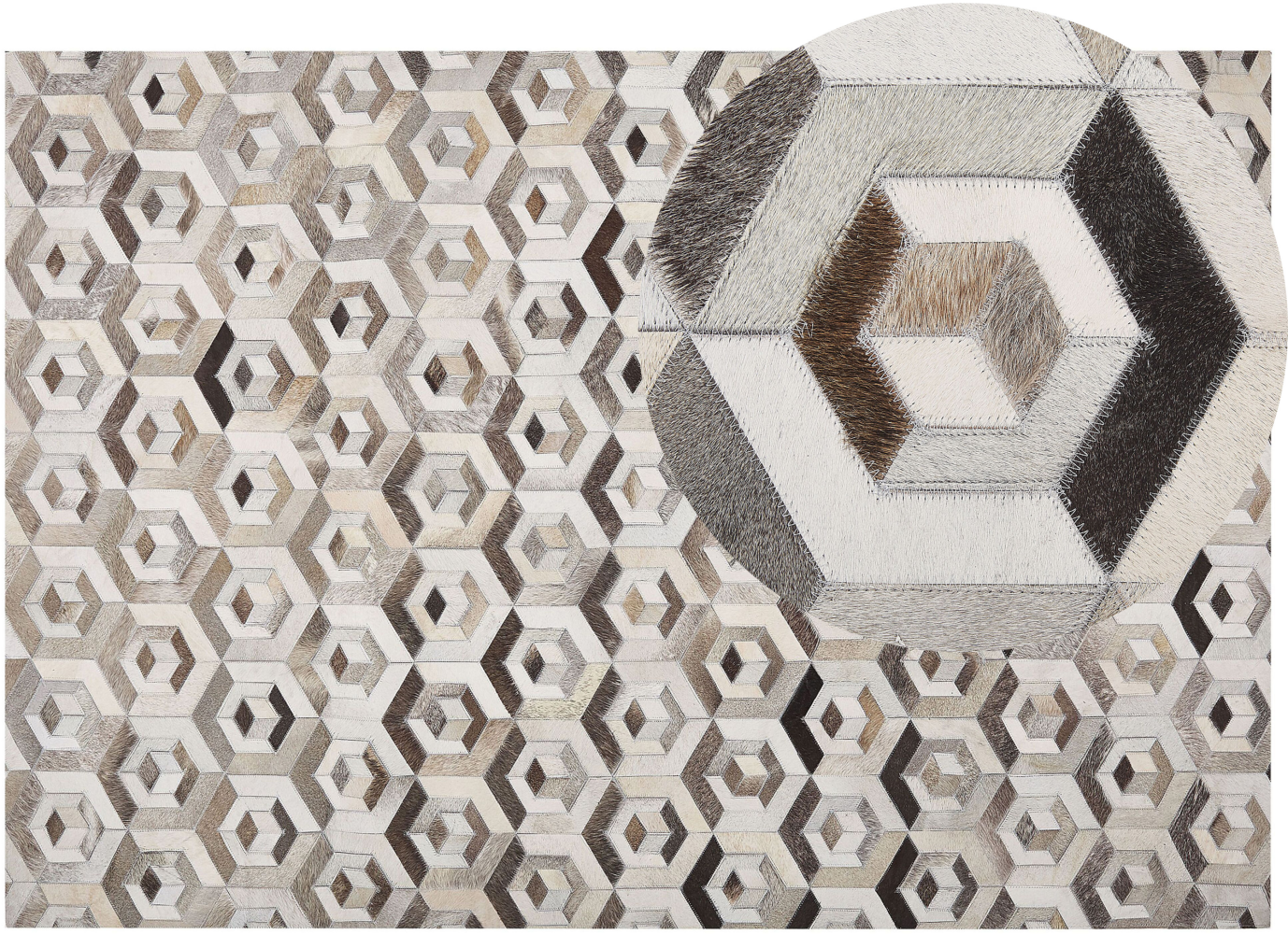 Teppich Kuhfell beige / braun 160 x 230 cm geometrisches Muster Kurzflor TAVAK Bild 1