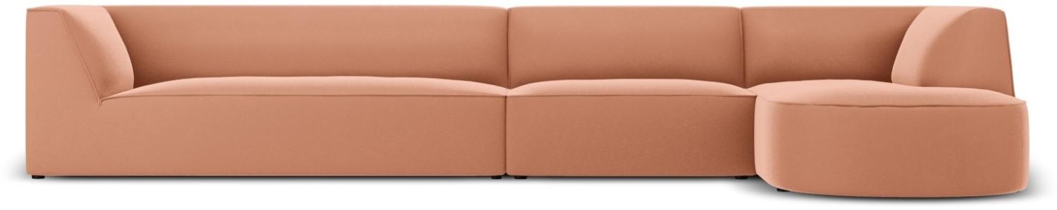 Micadoni 6-Sitzer Samtstoff Modular Ecke rechts Sofa Ruby | Bezug Pink | Beinfarbe Black Plastic Bild 1