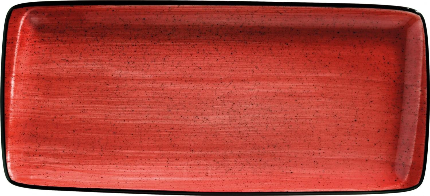 2x Servierplatten Speiseteller Porzellan Geschirr rechteckig Rot Creme Bonna Aura Passion Moove 34x16cm Kantenschutz Bild 1