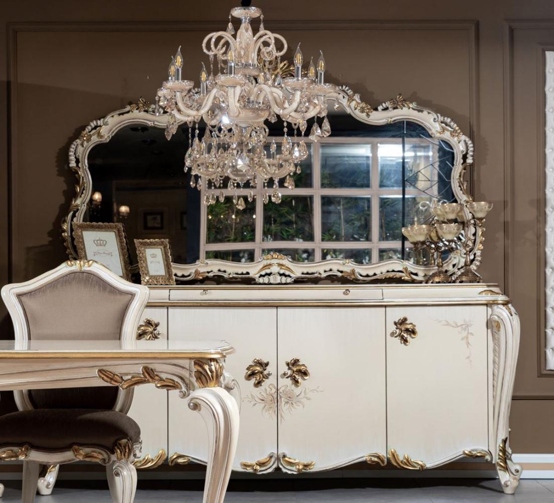 Casa Padrino Luxus Barock Möbel Set Cremefarben / Weiß / Gold - 1 Barock Sideboard mit 4 Türen und Schublade & 1 Barock Wandspiegel - Barock Möbel Bild 1