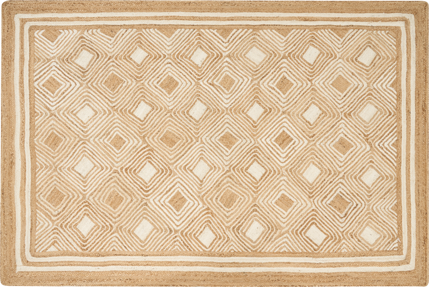 Teppich Jute beige 200 x 300 cm geometrisches Muster Kurzflor MENGEN Bild 1