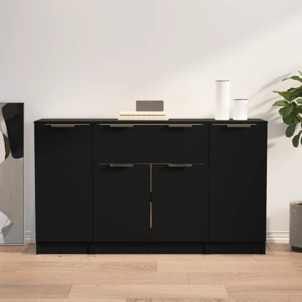 Sideboards 3 Stk. Schwarz Holzwerkstoff (Farbe: Schwarz) Bild 1