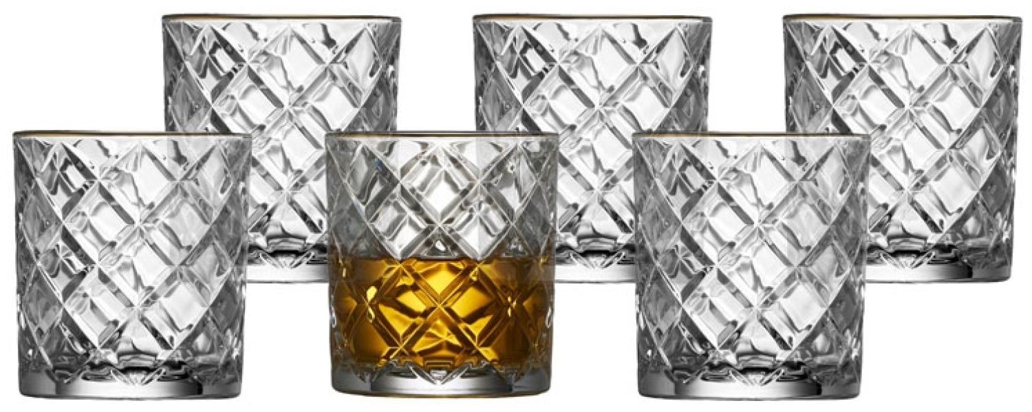 Lyngby Glas 6er-Set Whiskyglas Diamond mit Goldkante 35cl Bild 1