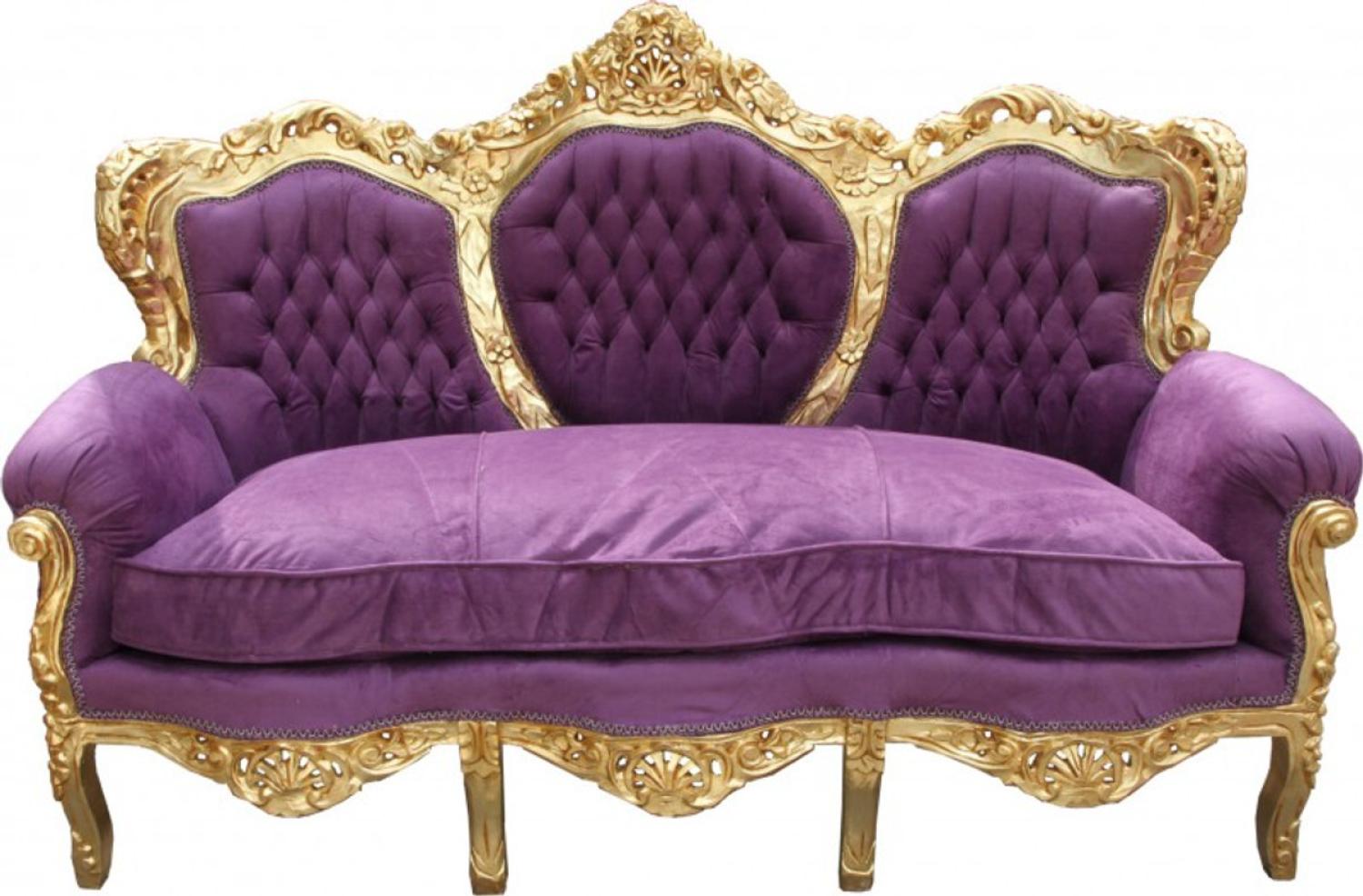 Casa Padrino Barock Sofa King Lila / Gold - Möbel Lounge Couch Bild 1