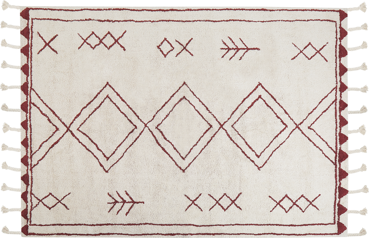 Teppich Baumwolle weiß rot 140 x 200 cm Kurzflor KENITRA Bild 1
