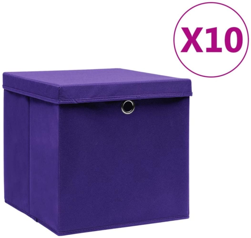 vidaXL Aufbewahrungsboxen mit Deckeln 10 Stk. 28x28x28 cm Lila Bild 1