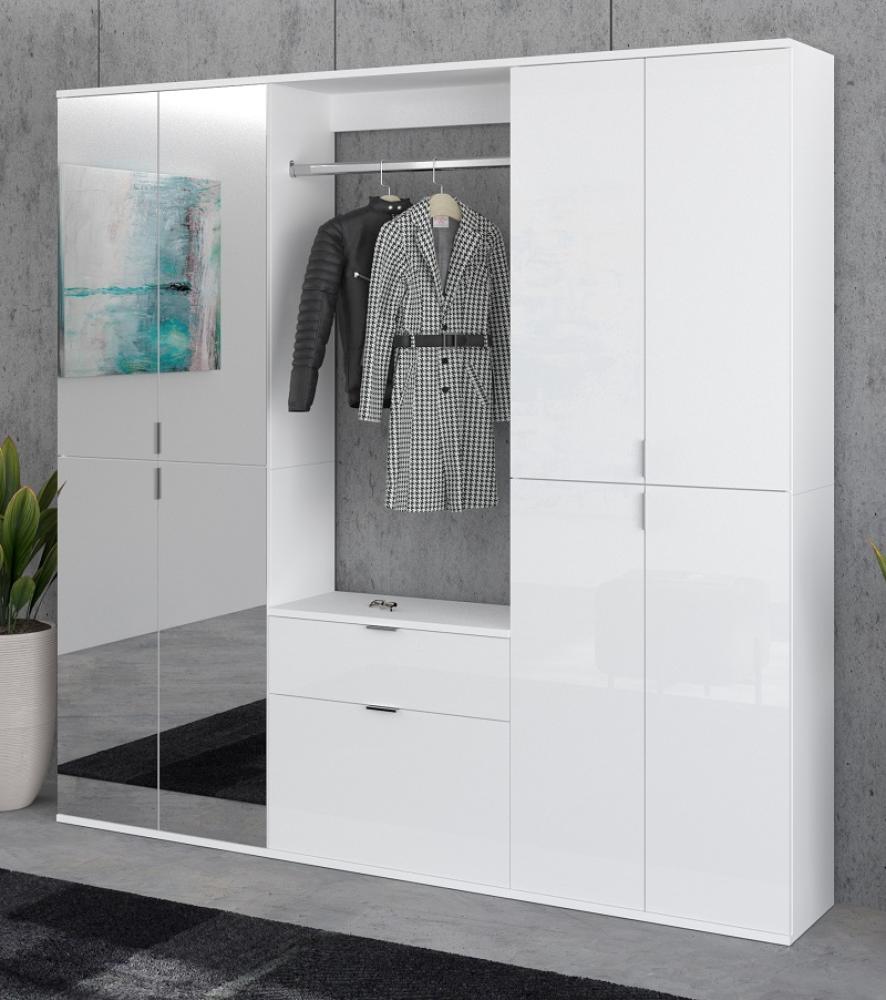Garderobenschrank mit Spiegel ProjektX in weiß Hochglanz 183 x 193 cm Bild 1
