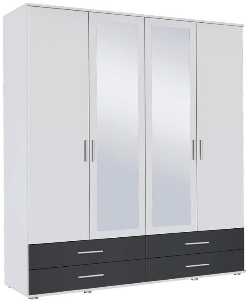 Kleiderschrank RASANT-EXTRA 4-trg weiß grau metallic Spiegel 168 cm Bild 1