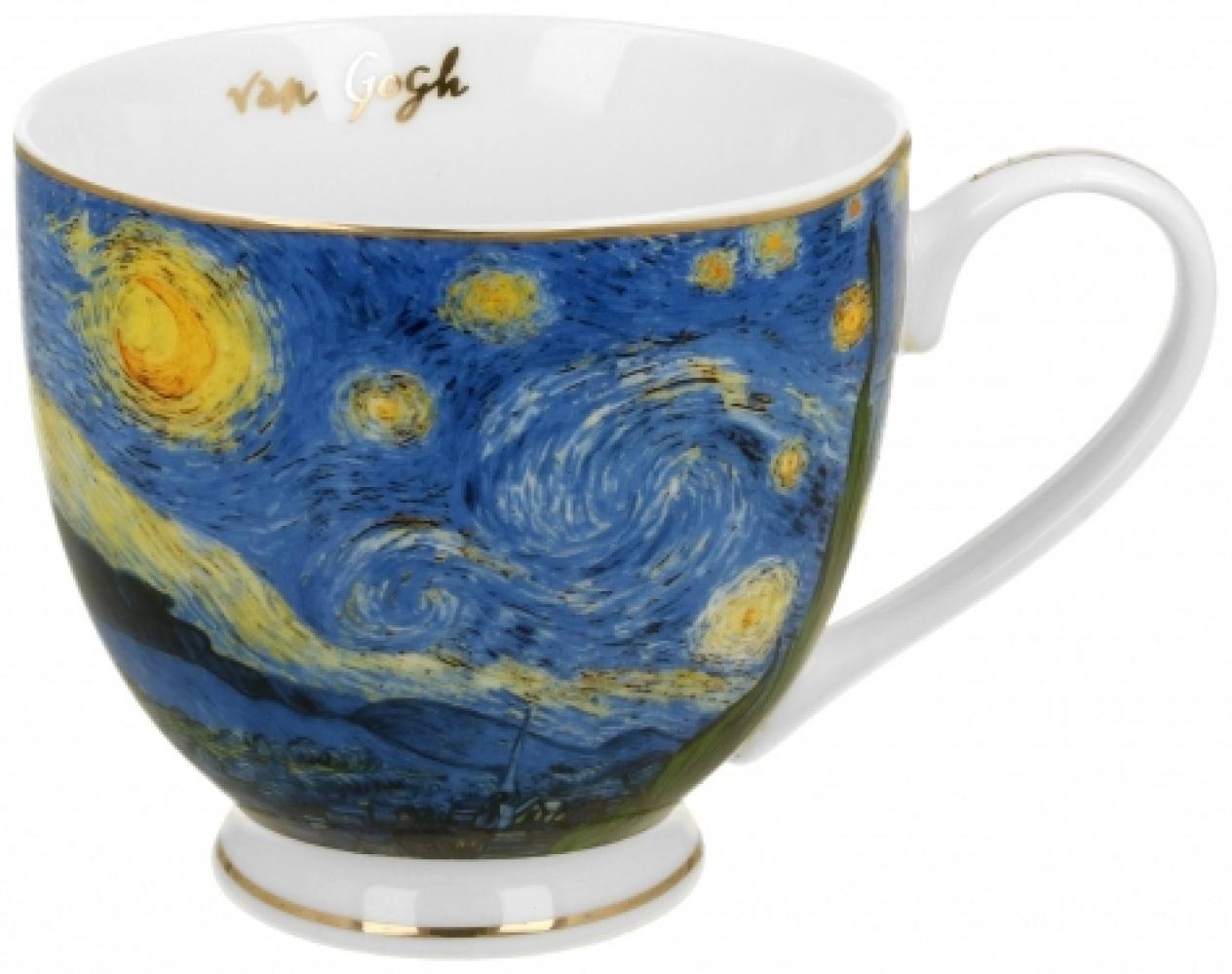 DUO GOLDEN LINE Becher mit Fuß 530 ml STARRY NIGHT inspired by Van Gogh, New Bone China Porzellan Bild 1