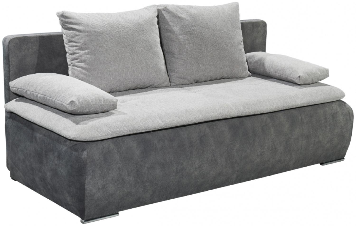 Sofa Schlafsofa Klappsofa Jugendsofa Couch inkl. Kissen ca. 208 cm breit JESSY Grau Bild 1