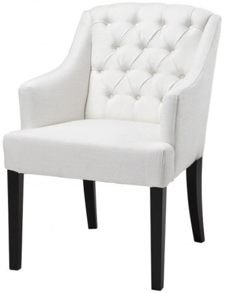 Casa Padrino Luxus Stuhl mit Armlehne Elfenbein - Wohnzimmer Hotel Möbel Bild 1