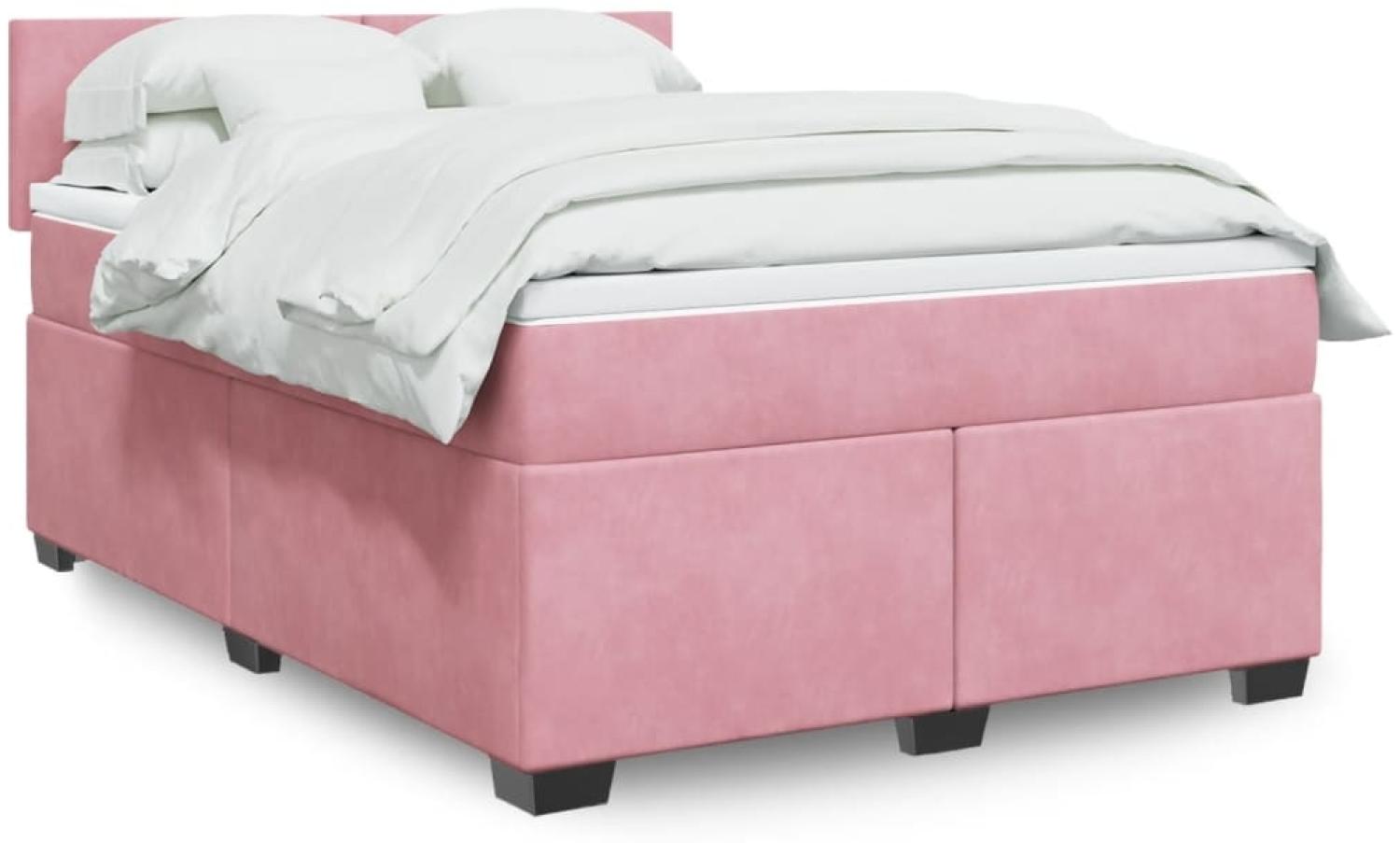 vidaXL Boxspringbett mit Matratze Rosa 160x200 cm Samt 3288653 Bild 1