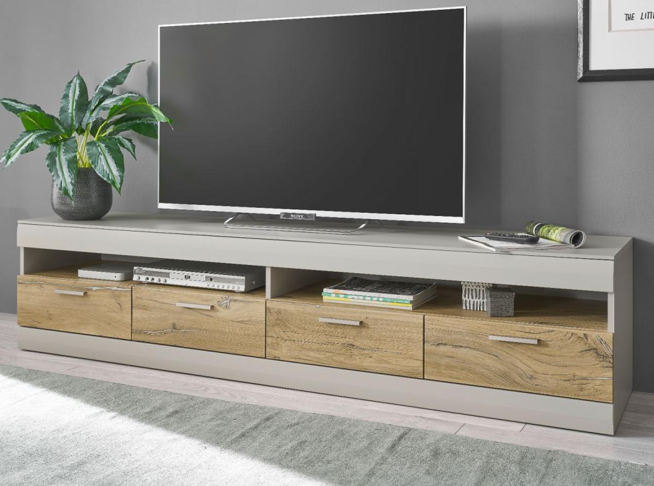 TV-Lowboard Griego in grau matt und Eiche 200 cm Bild 1
