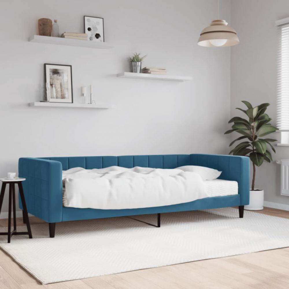 Tagesbett mit Matratze Blau 90x200 cm Samt Bild 1