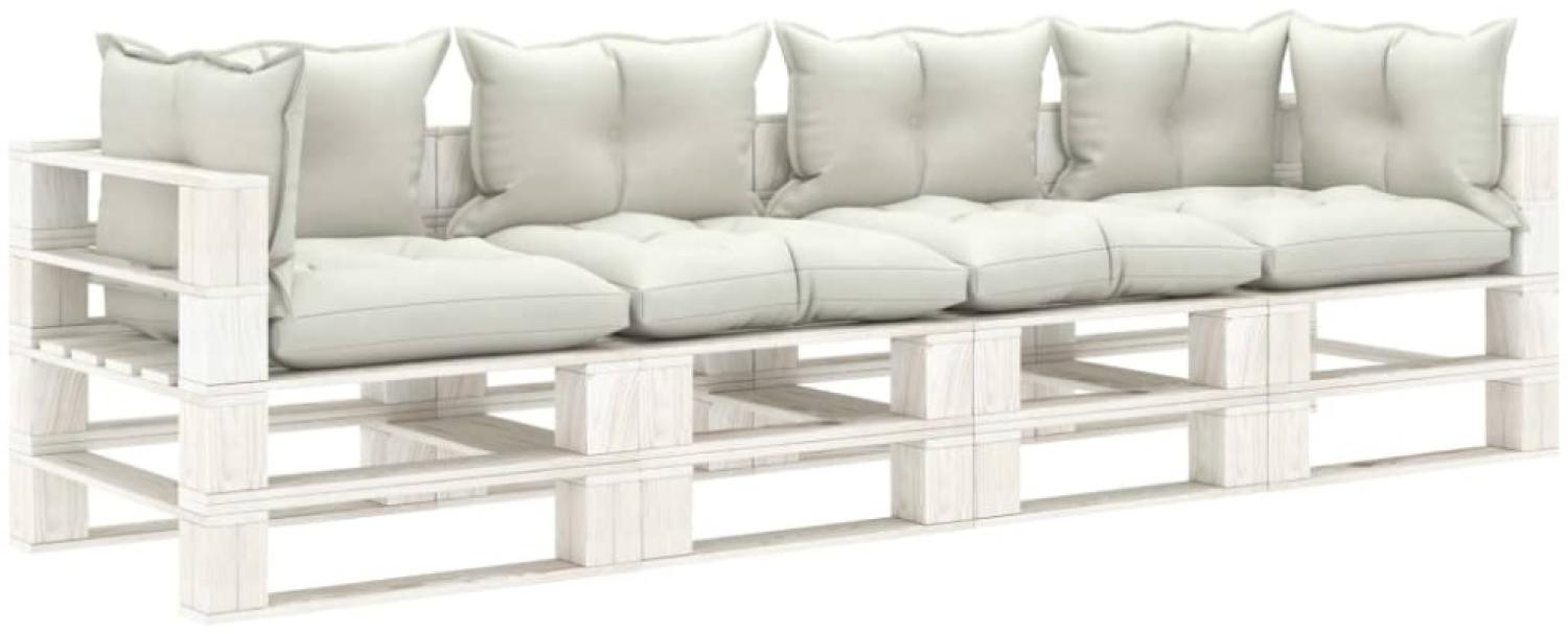 vidaXL Garten-Palettensofa 4-Sitzer mit Kissen in Beige Holz Bild 1