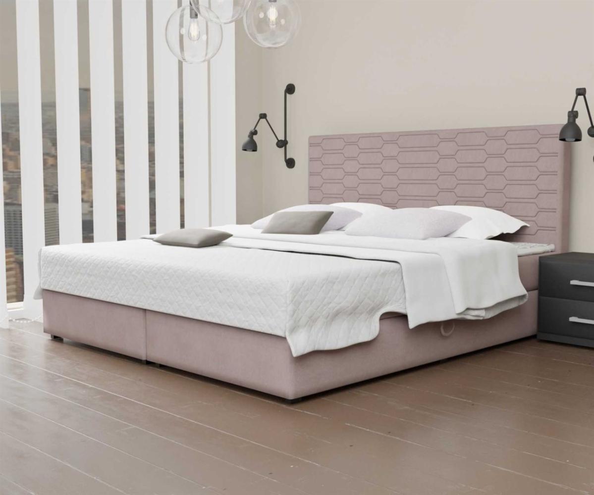 Boxspringbett Schlafzimmerbett OMERO 120x200cm Stoff Rose inkl. Bettkasten Bild 1