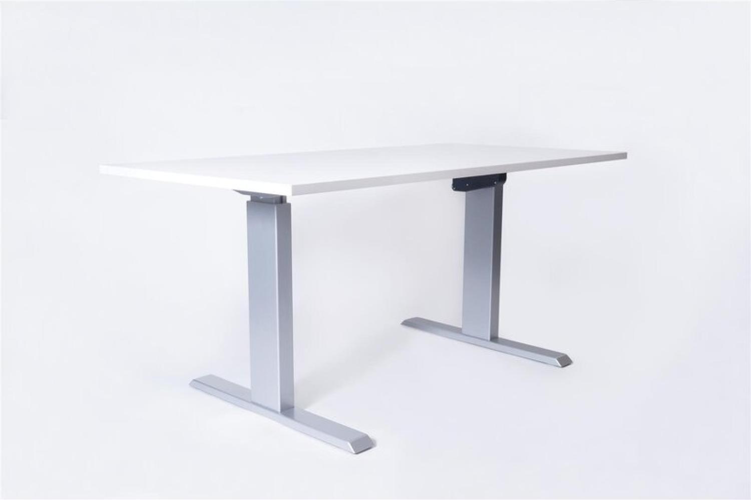 ergonomicoffice elektrisch höhenverstellbarer Schreibtisch 160 x 80 cm silber/weiß Bild 1