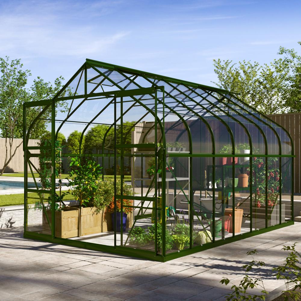 Vitavia Gewächshaus "Dione 11500" inkl. Stahlfundamentrahmen, smaragd grün, 11,5 m²,3 mm ESG Bild 1