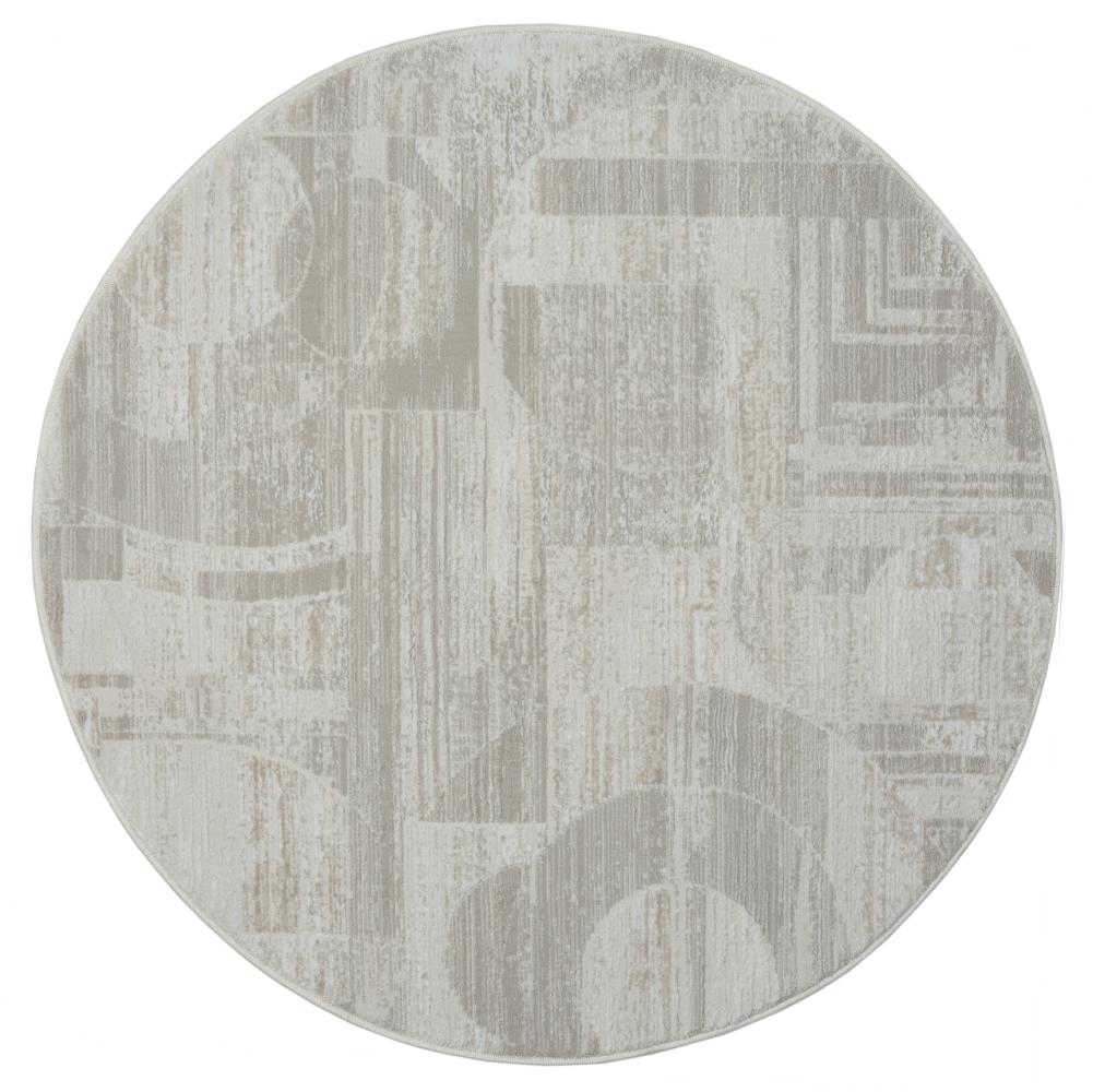 Teppich CERCHIO rund Creme-Grau 120 x 120 cm Bild 1
