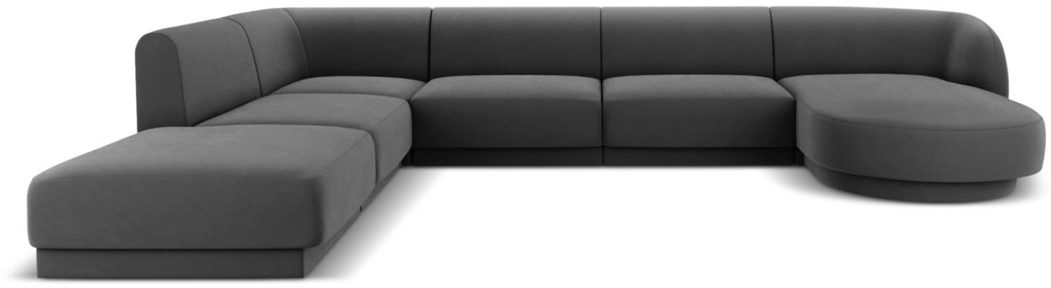 Micadoni 6-Sitzer Samtstoff Panorama Ecke links Sofa Miley | Bezug Grey | Beinfarbe Black Plastic Bild 1