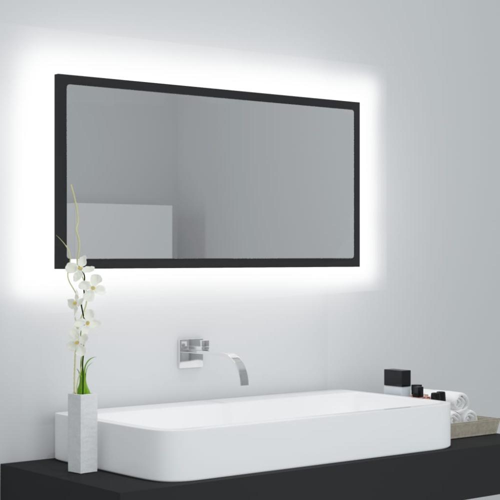 vidaXL LED-Badspiegel Grau 90x8,5x37 cm Spanplatte Bild 1