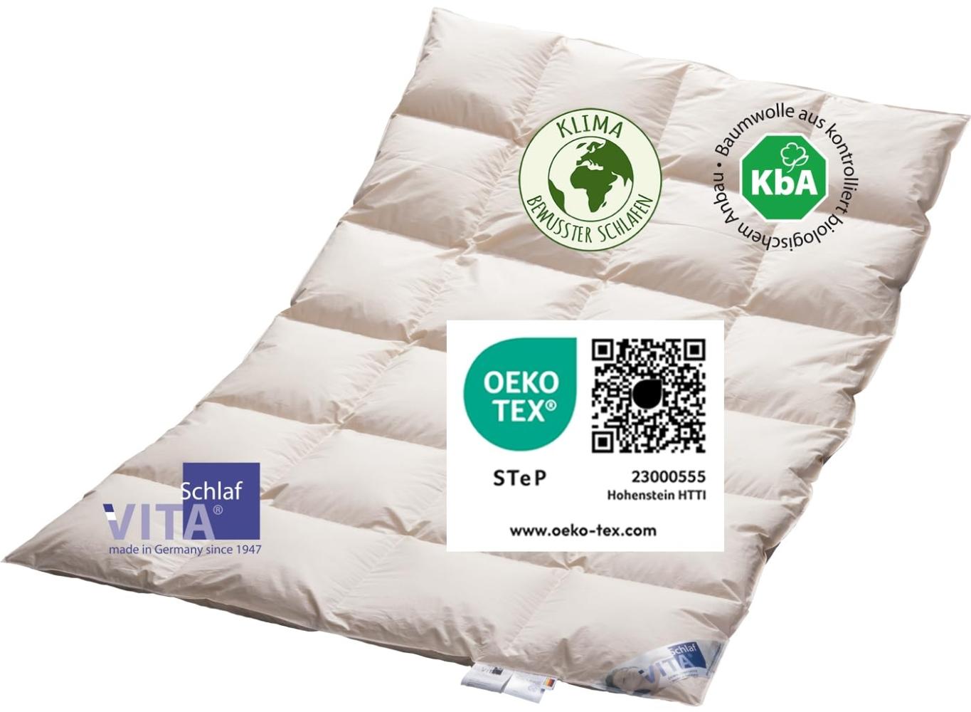 Vitaschlaf® Bio-Luxe-KBA Deutsche Gutshofdaune W6 - EXTRA WARM DAUNENDECKE Organic 100% Nature Daunendecke Deutsche Qualität (220 x 240 cm) Bild 1